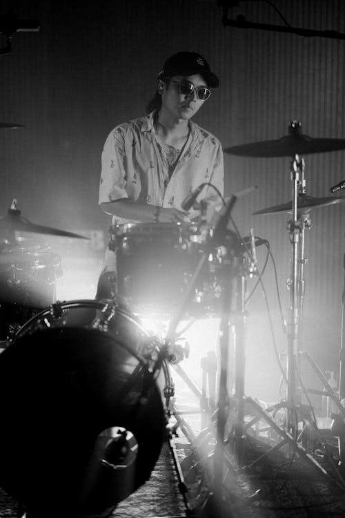 Black and White Portrait of Drummer