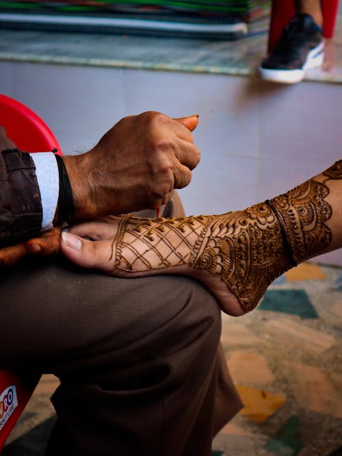 Henna Tattoo on Woman Foot