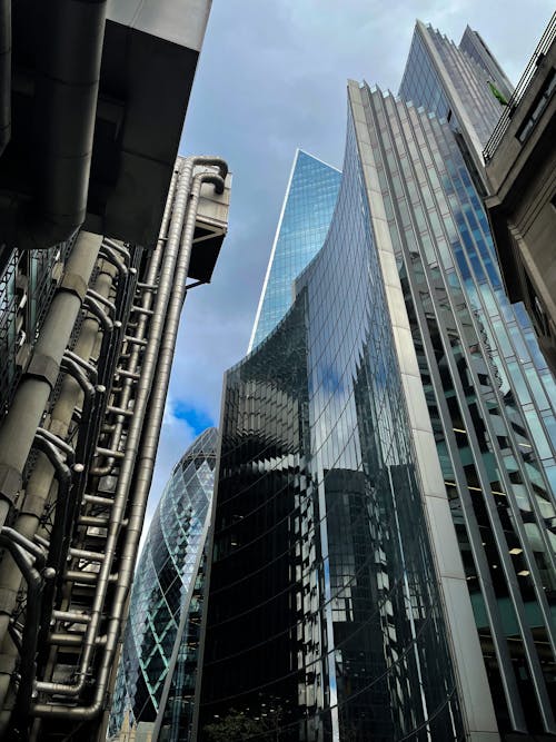 Low Angle View of Modern Skyscrapers 