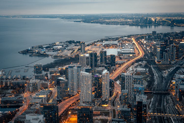 Aerial View Of Toronto City Lights