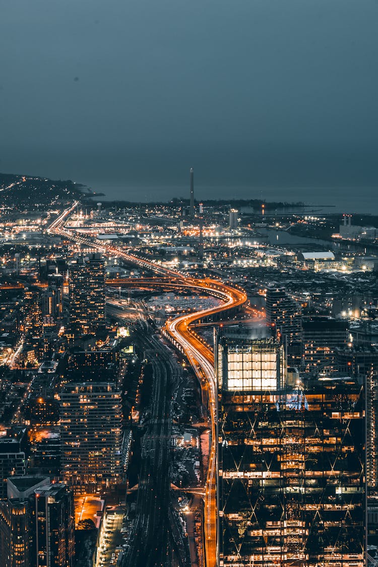 Aerial View Of Toronto Illuminated At Night