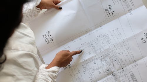 A Person Pointing Finger on a Floor Plan