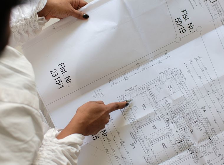 Detailed review of a construction floor plan