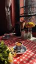 Checkered Table Cloth on a Table