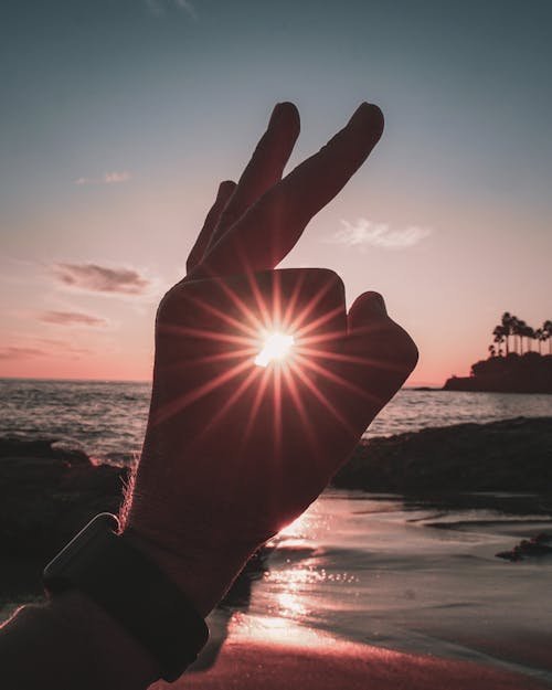 Free stock photo of beach sunset, bright sun, golden sun