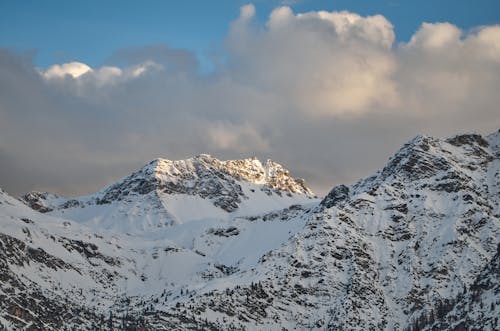 Snow Covered Mountains Under White Clouds