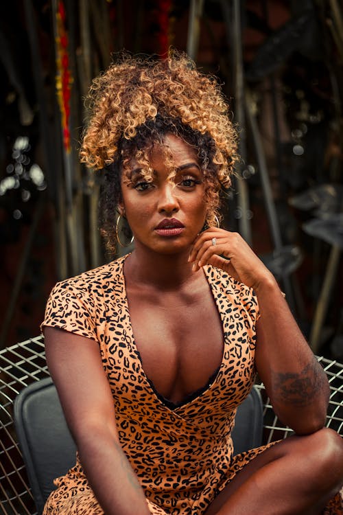 Beautiful Woman in Leopard Print Top 
