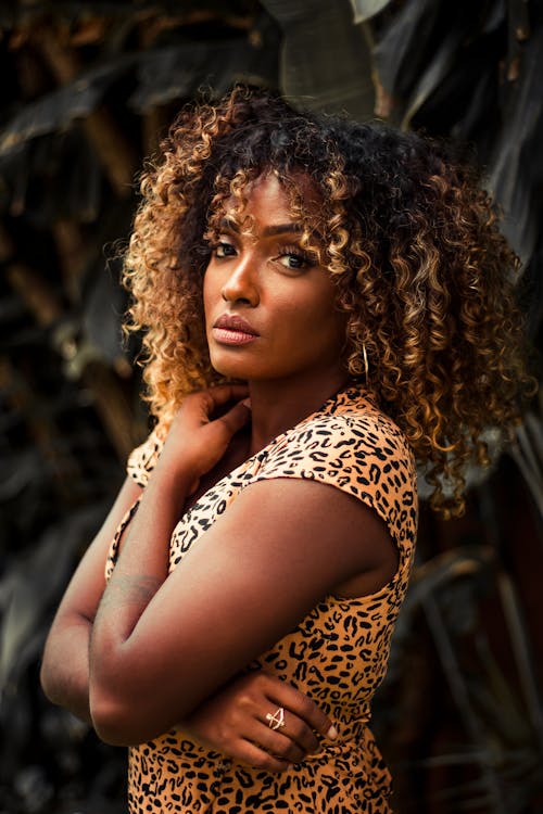 Portrait of a Young Woman in an Animal Print Top