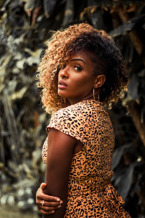 Beautiful Woman in Leopard Print Top