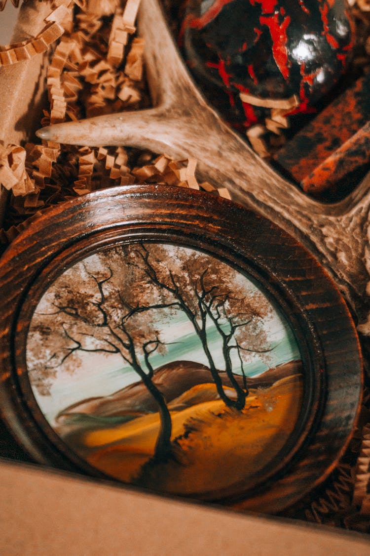 Landscape Painting In Circular Frame