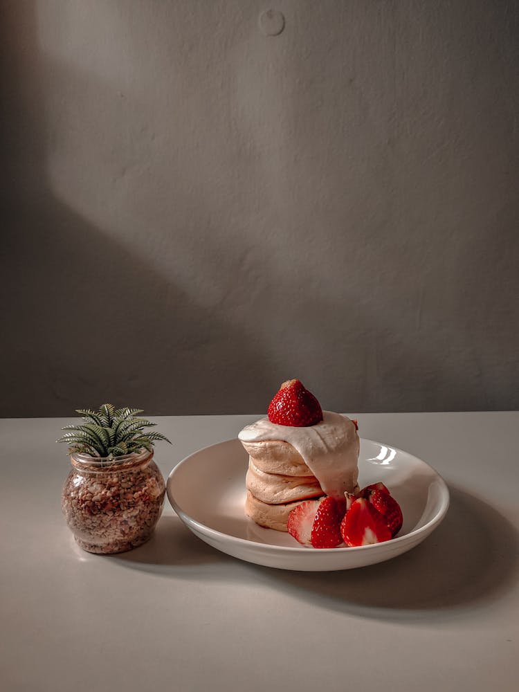 A Strawberry Cake On Plant