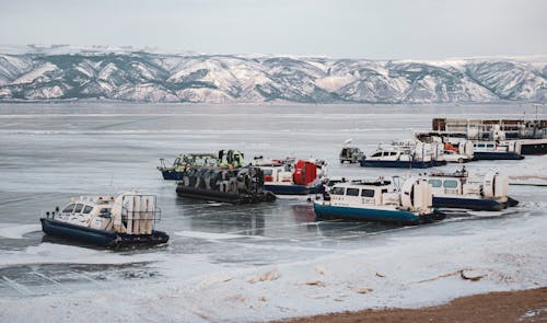 Boats on a Frozen Lake