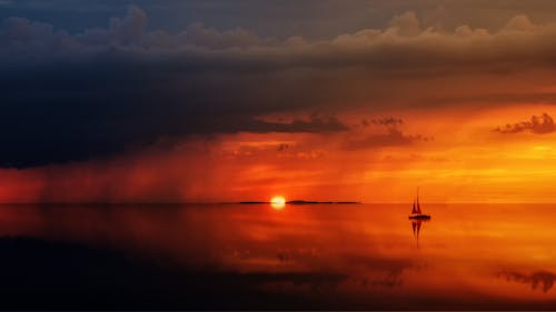 คลังภาพถ่ายฟรี ของ การเดินเรือ, ซิลูเอตต์, ดวงอาทิตย์