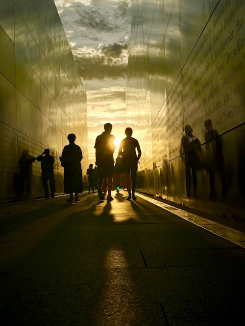 Silhouet Van Mensen Lopen