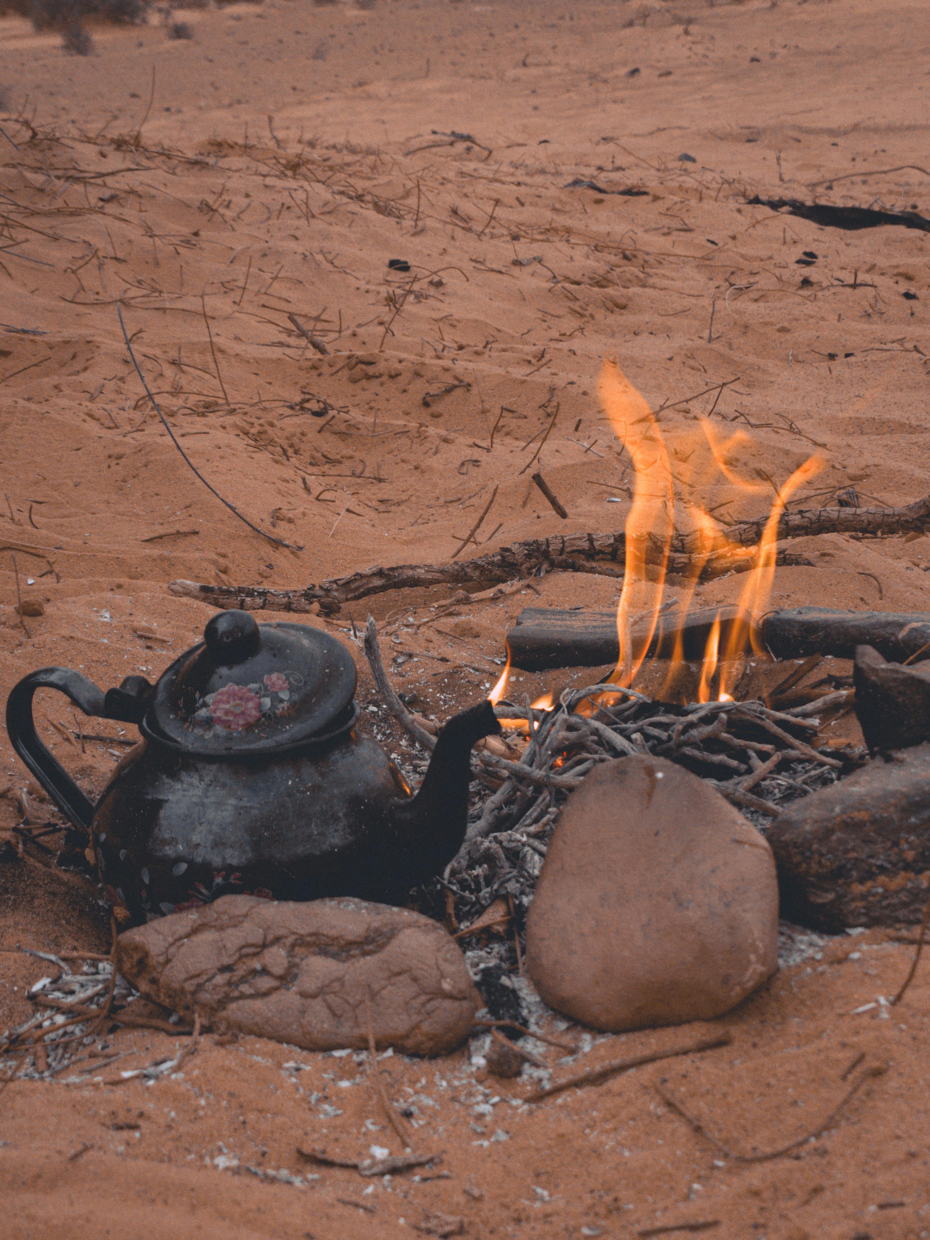 Kettle over campfire stock photo. Image of black, prepared - 23665154