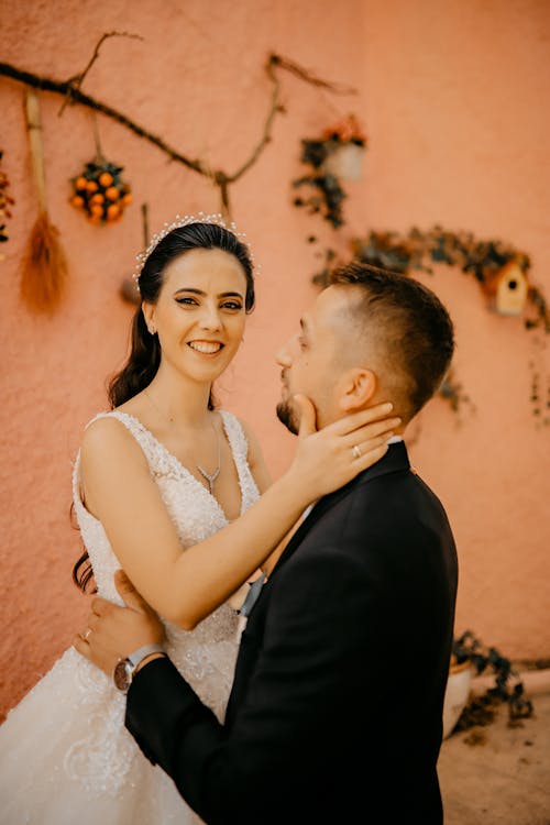 Bride and Bridegroom Embracing