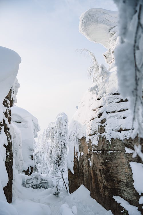 A Snow Covered Rock Formations