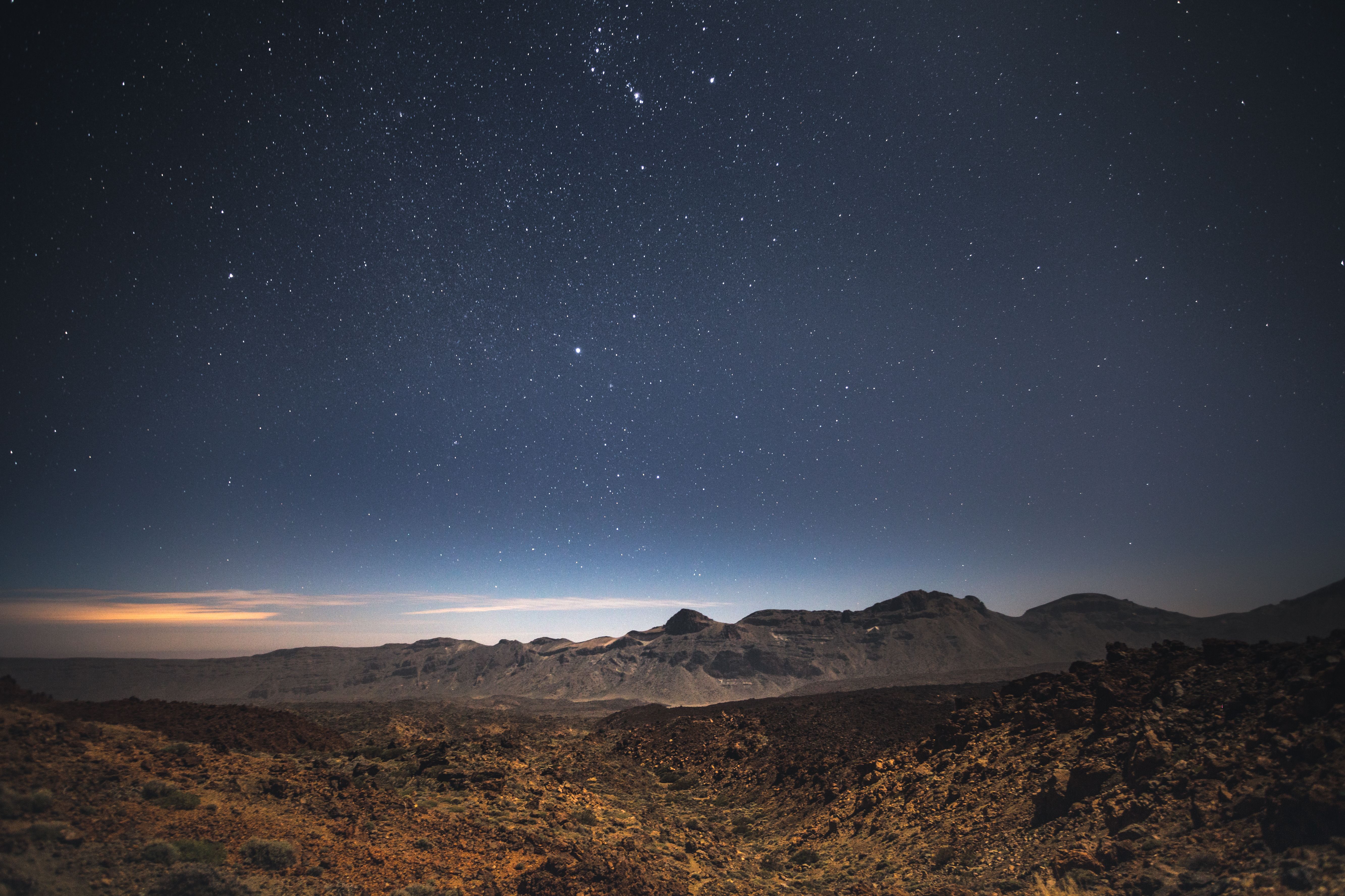 Mountain At Night Under A Starry Sky · Free Stock Photo