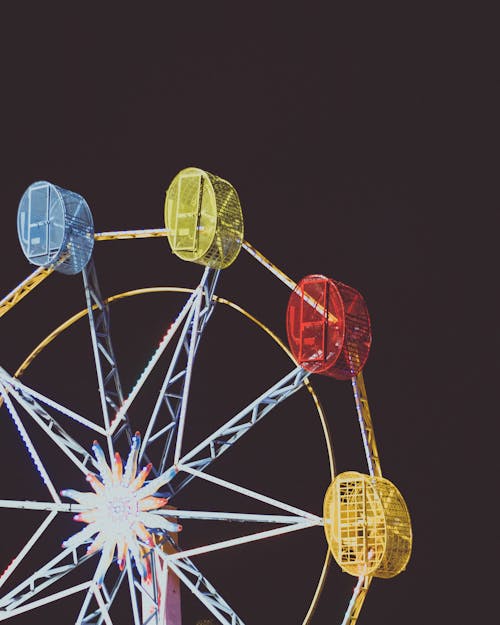 Free A Colorful Ferris Wheel in the Dark Stock Photo