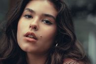 Portrait of Woman with Beauty Mark on Cheek