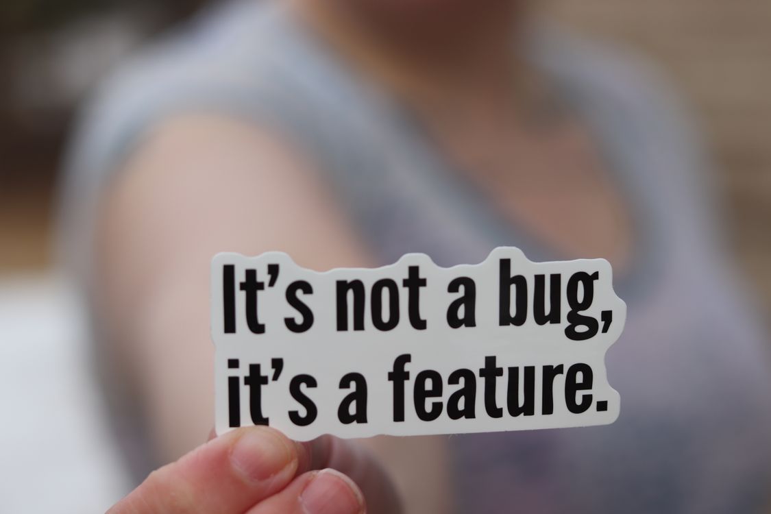 A text card showing "It's not a bug, it's a Power"
