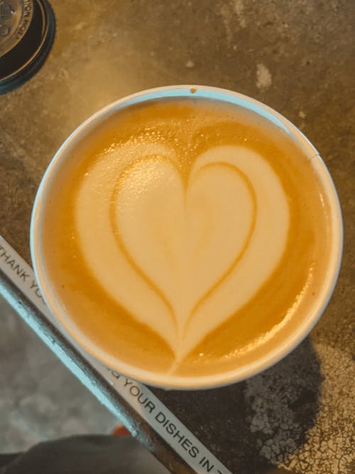 Free stock photo of coffee, coffee heart, love