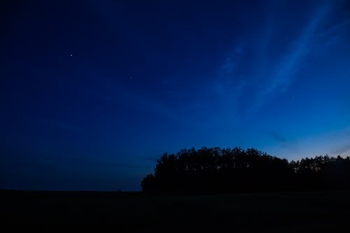 Бесплатное стоковое фото с вечер, голубое небо, деревья