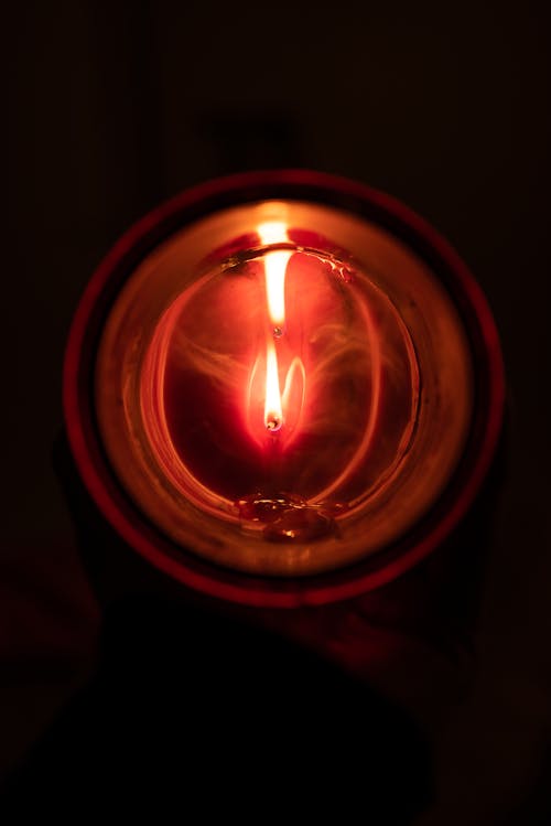 Top View of a Candle in the Glass