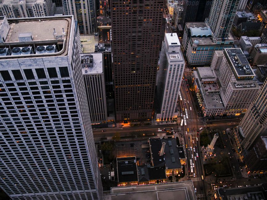 Brickell district at dusk featuring high-rise buildings - modern mixed-use Miami living Brickell district at dusk featuring high-rise buildings - modern mixed-use Miami living