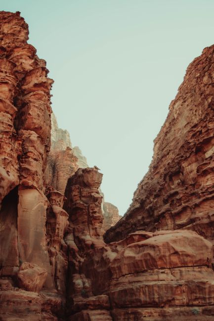 Stunning view of red rock formations in Aqaba Governorate, Jordan.