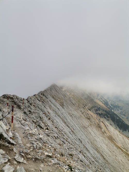 Gray Rocky Mountain Under the Gray Sky