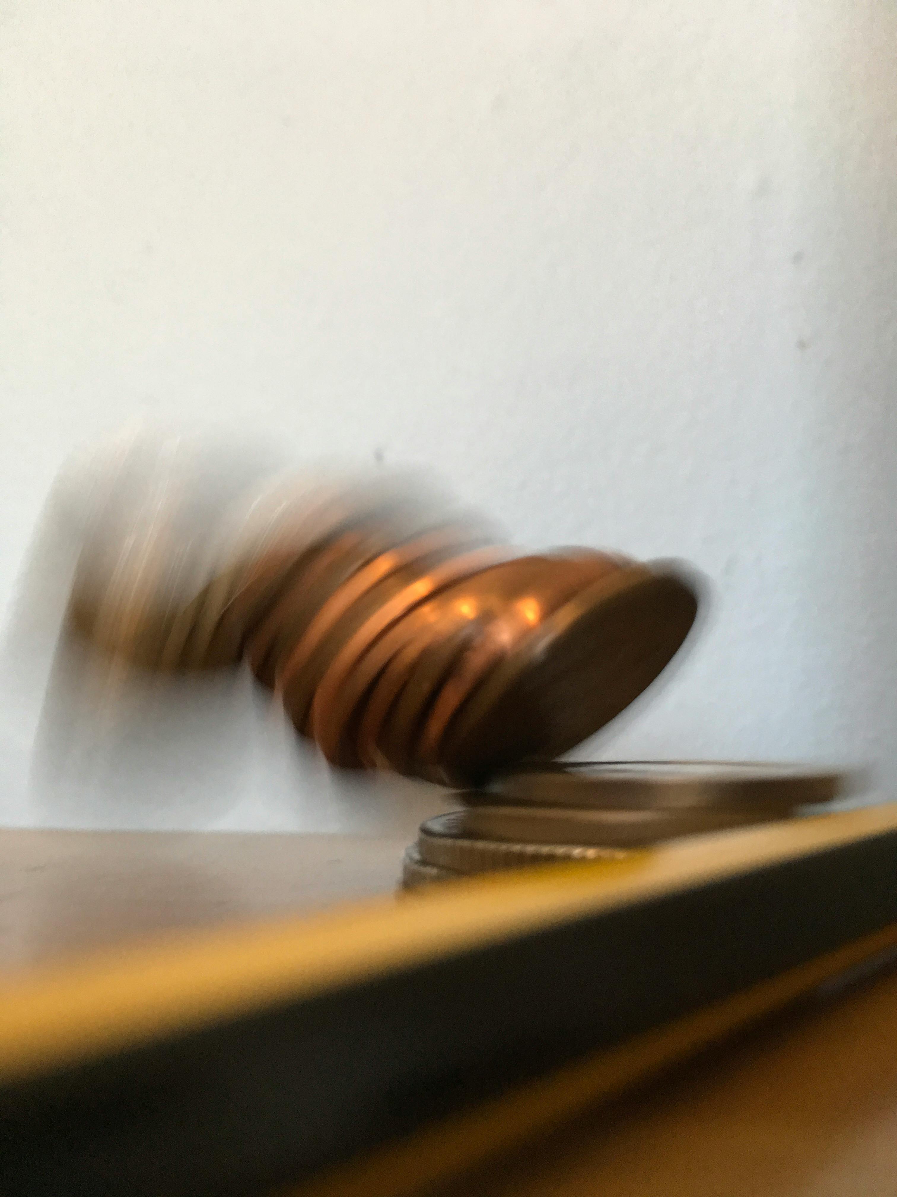 Free stock photo of coins, falling, losing money
