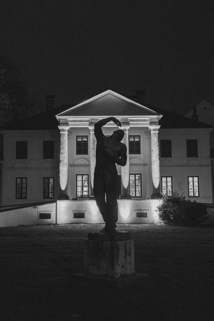 Statue Near A Mansion