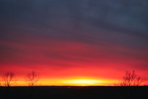 夕日を背景, 夕焼け色, 日没の無料の写真素材