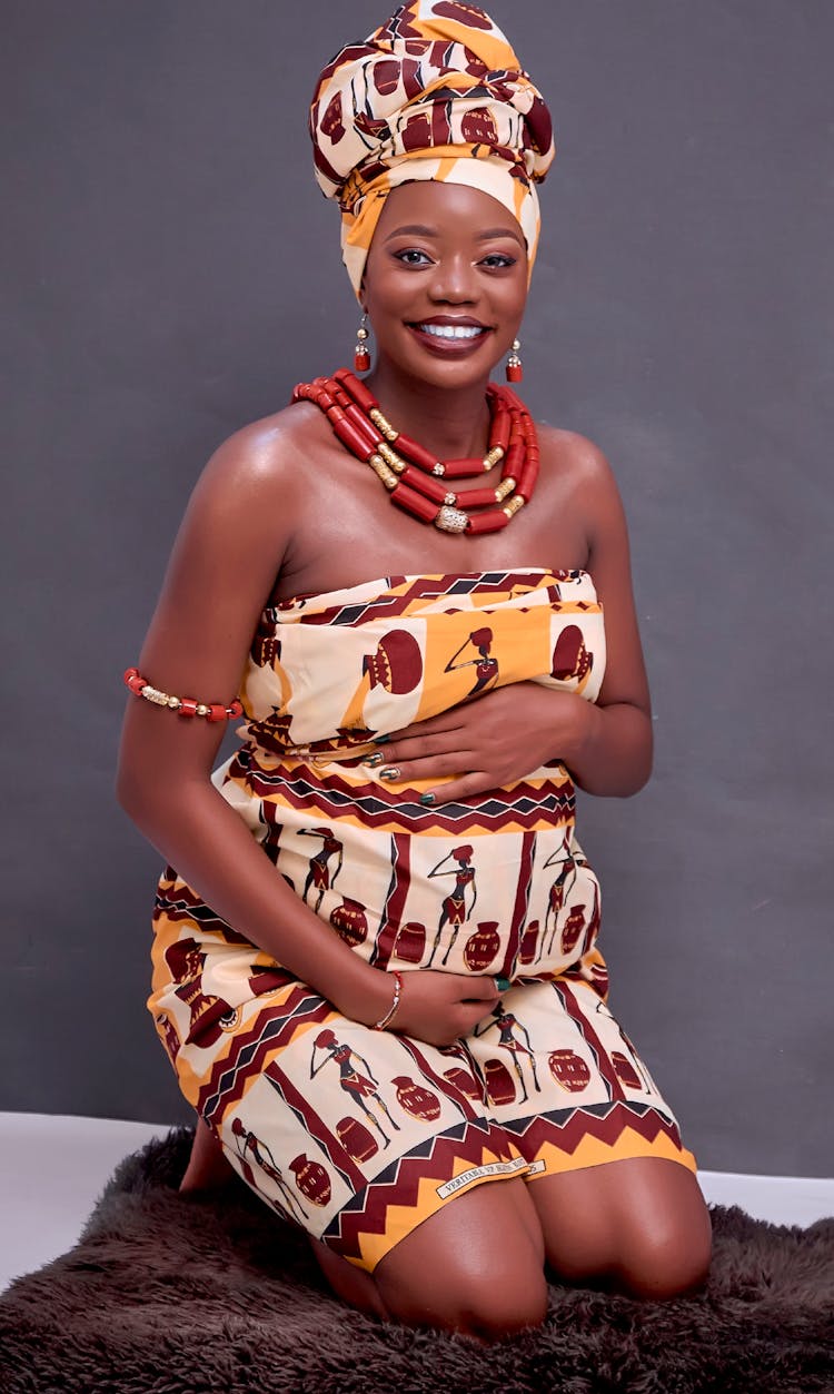 Woman In Traditional African Clothes And Turban