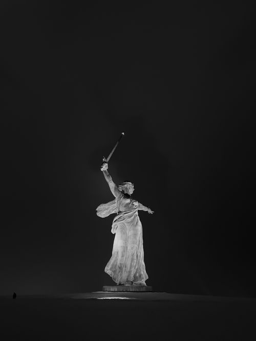 Free Striking black and white photo of the Motherland Calls monument, Volgograd. Stock Photo
