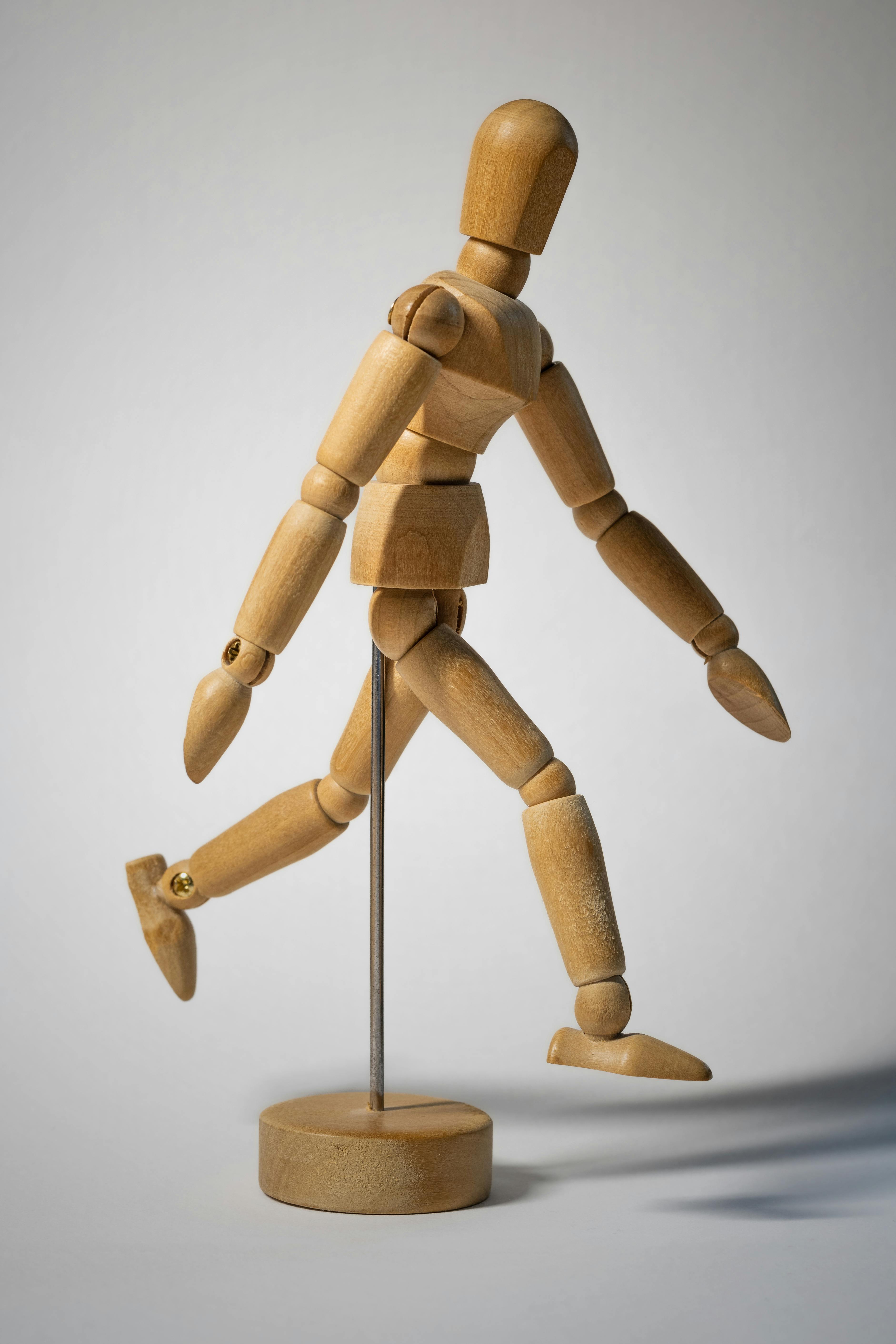 wood man art walking