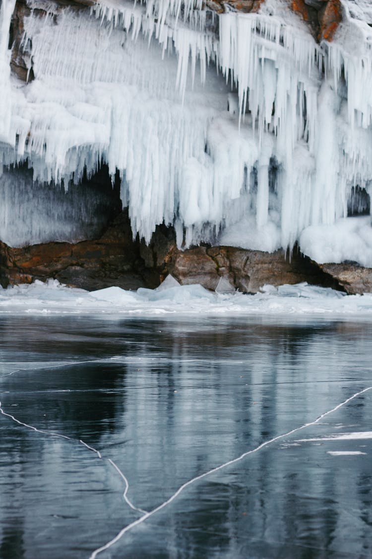 Stalactite Near The Frozen Lake