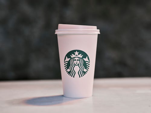 Close-Up Shot of a Starbucks Disposable Cup