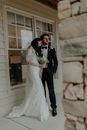 Newlywed Couple Standing Close to Each Other