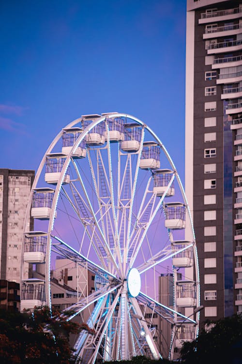 A Ferris Wheel near a Building