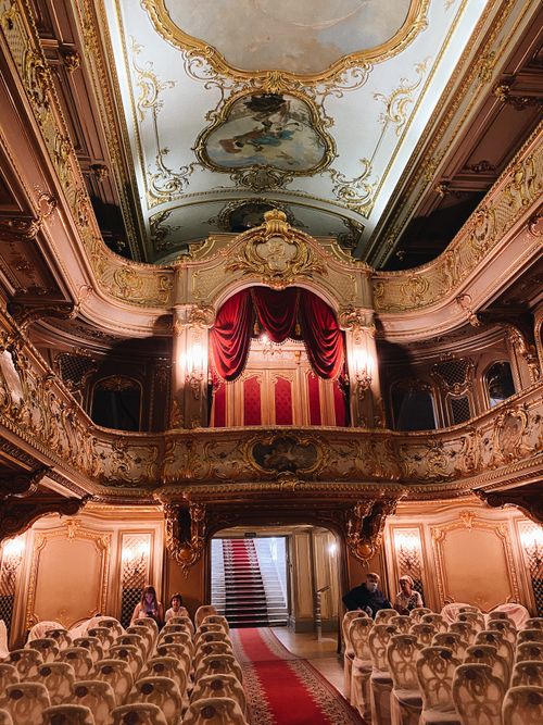 Free Luxurious opera house interior in St. Petersburg, showcasing ornate design and opulent decor. Stock Photo