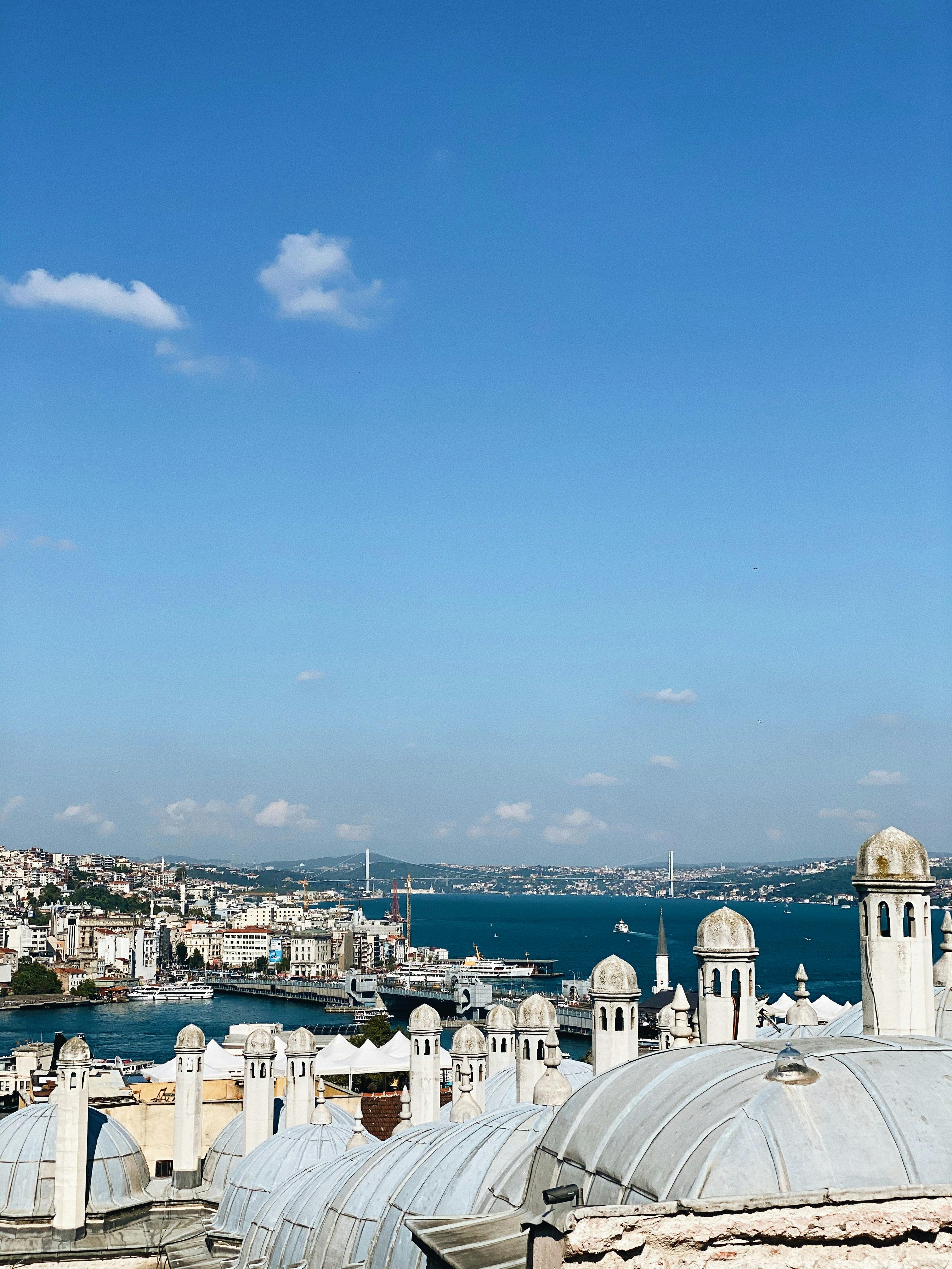 Captivating view of Istanbul's skyline and the Bosphorus on a clear day.