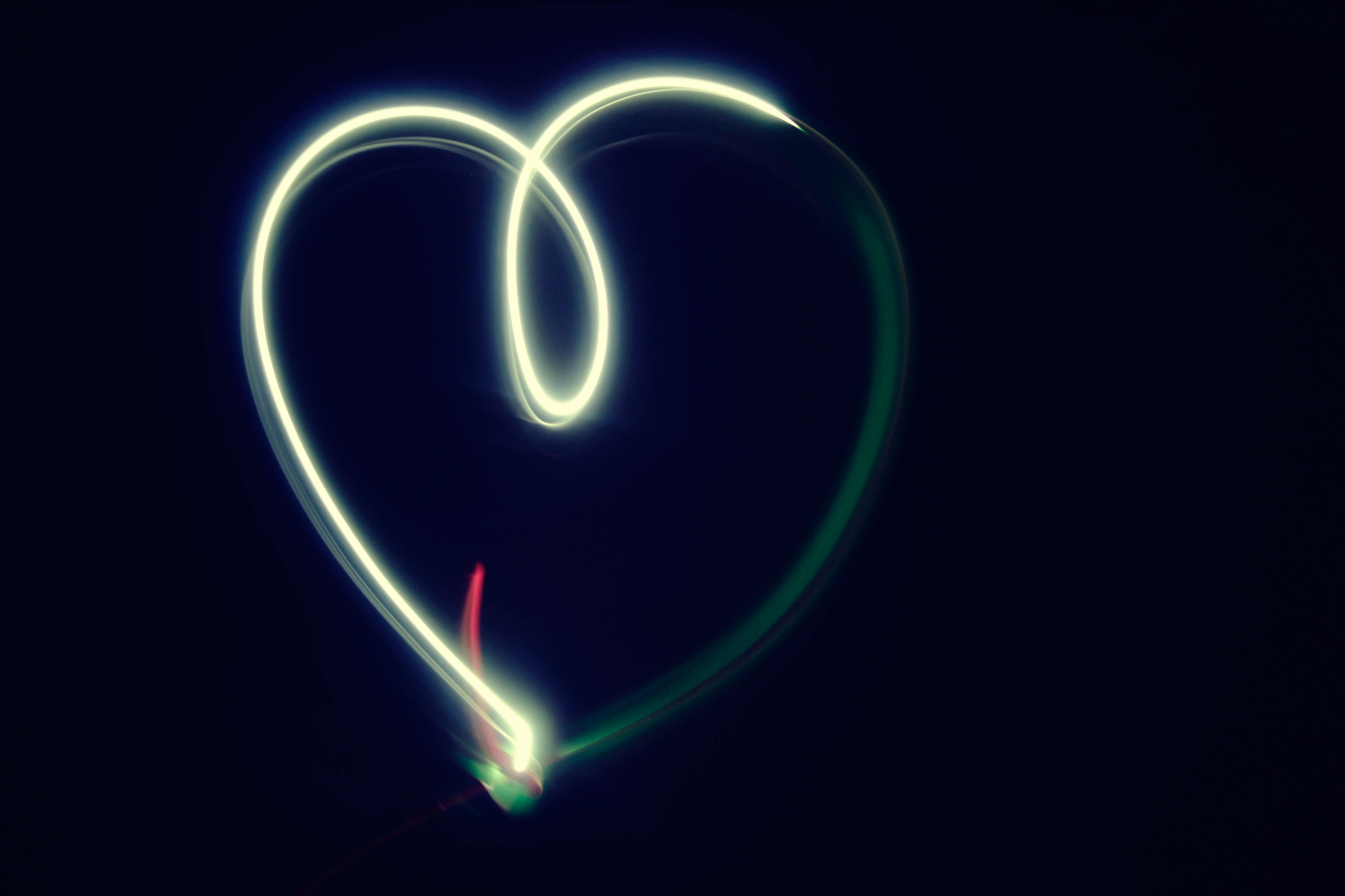 Free stock photo of heart, light