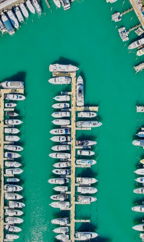 Top View of Boats on Dock
