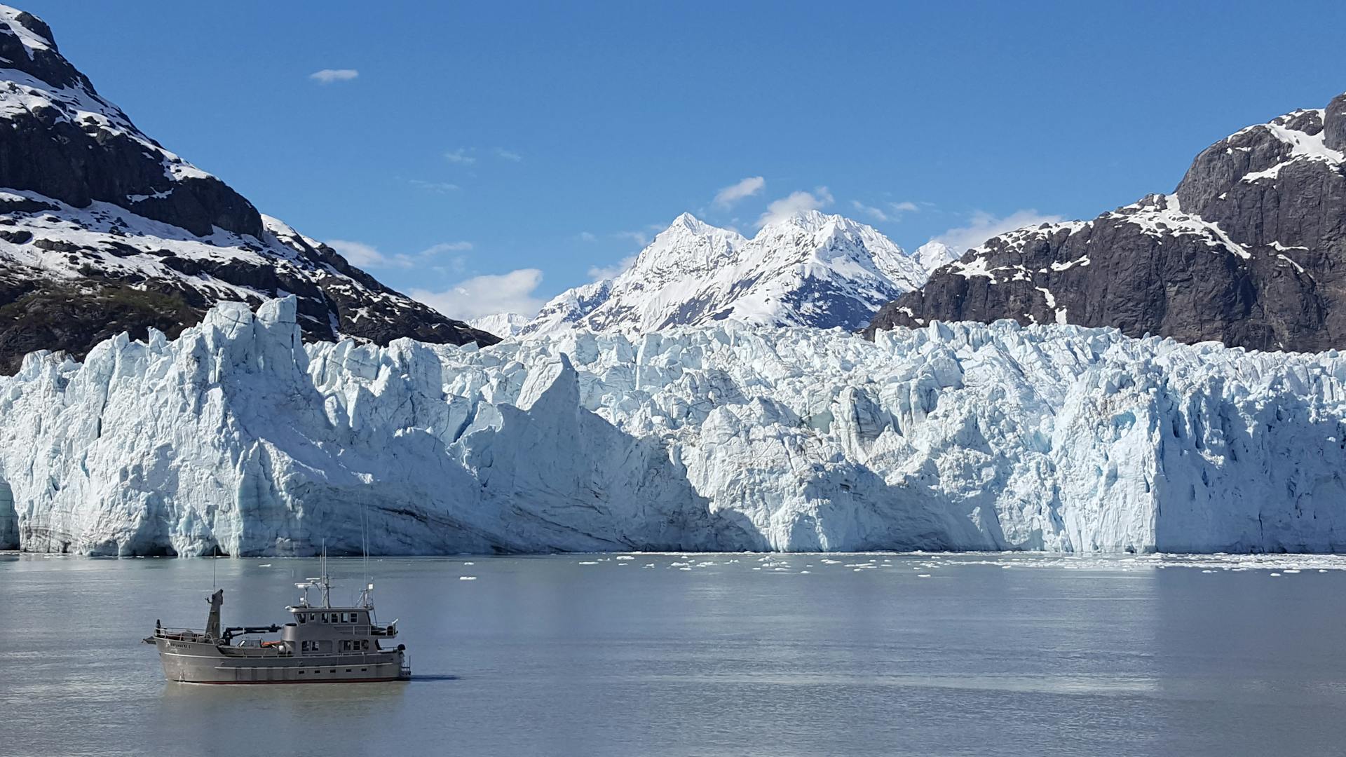 Boat near a Glacier in Alaska