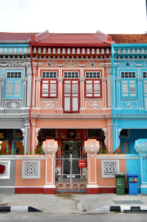 Free Vibrant Peranakan-style shophouses in Singapore's Joo Chiat neighborhood. Stock Photo
