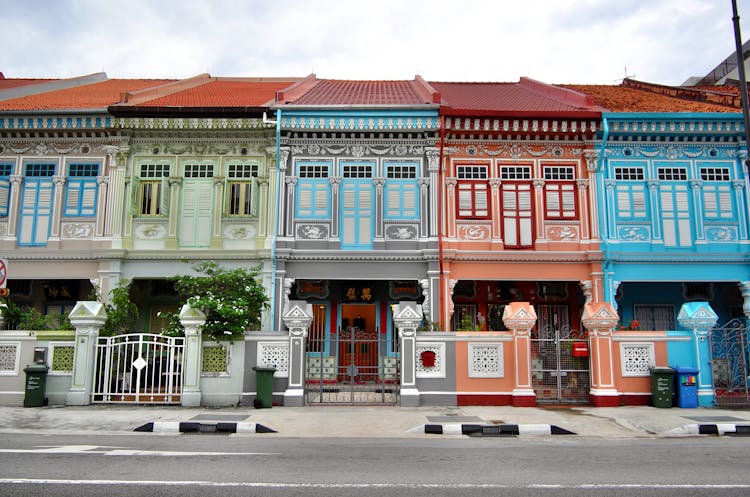 Blue And Red Concrete Building