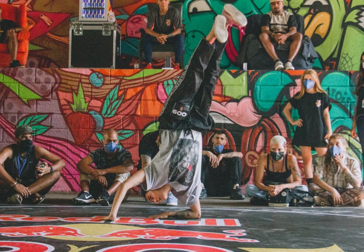 Man Dancing Break Dance In A Circle 