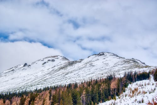 Snow Covered Mountain Under Clouds in the Sky